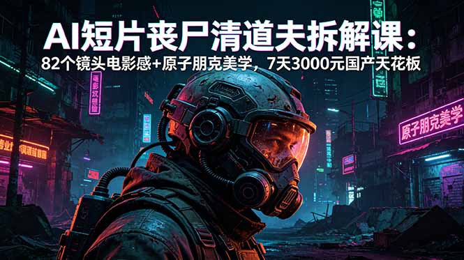 AI短片《丧尸清道夫》拆解课：82个镜头电影感+原子朋克美学，7天3000元国产天花板-副业心选