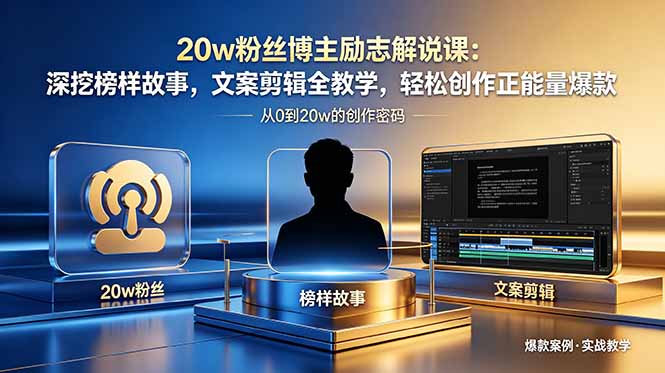 20w粉丝博主励志解说课：深挖榜样故事，文案剪辑全教学，轻松创作正能量爆款-副业心选