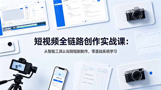 短视频全链路创作实战课：从智能工具认知到短剧制作，零基础系统学习-副业心选