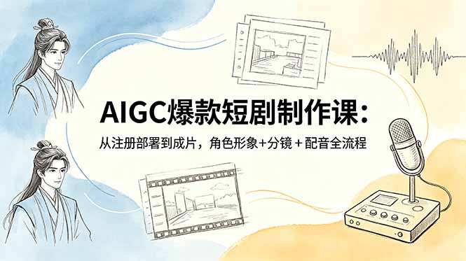 AIGC爆款短剧制作课：从注册部署到成片，角色形象+分镜+配音全流程-副业心选