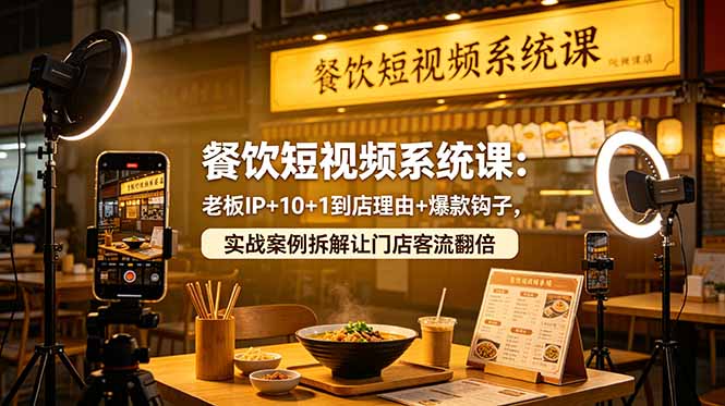 餐饮短视频系统课：老板IP+10+1到店理由+爆款钩子，实战案例拆解让门店客流翻倍-副业心选