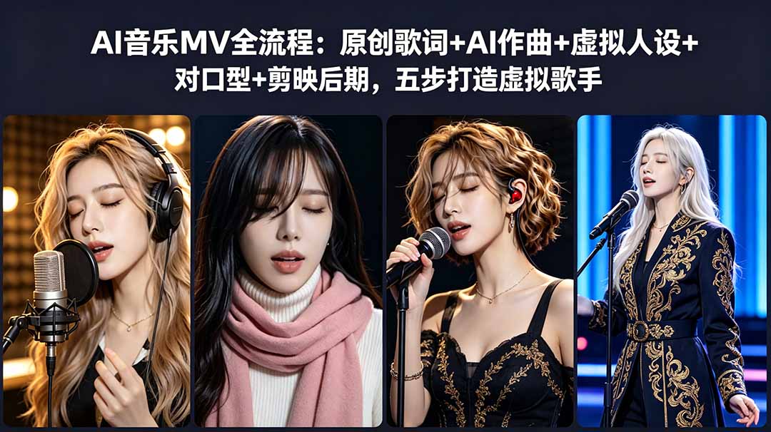 AI音乐MV全流程：原创歌词+AI作曲+虚拟人设+对口型+剪映后期，五步打造虚拟歌手-副业心选