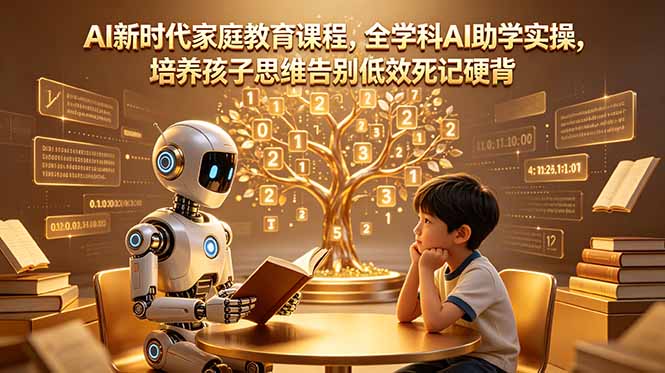 AI新时代家庭教育课程，全学科AI助学实操，培养孩子思维告别低效死记硬背-副业心选