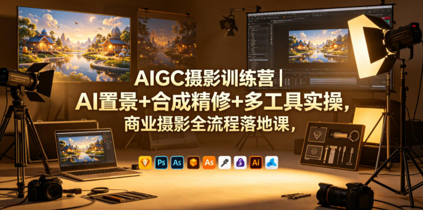 AIGC摄影训练营｜AI置景+合成精修+多工具实操，商业摄影全流程落地课-副业心选