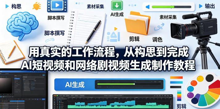用真实的工作流程，从构思到完成AI短视频和网络剧视频生成制作教程-中英字幕-副业心选