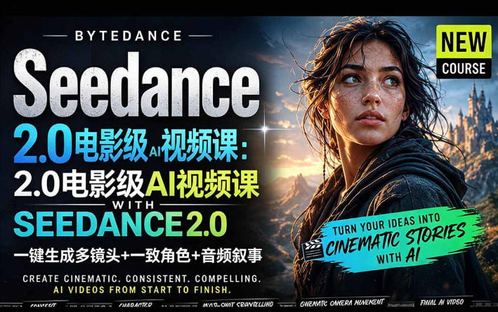 字节跳动的Seedance 2.0 AI电影视频生成制作教程，一键生成多镜头+一致角色+音频叙事-中英字幕-副业心选