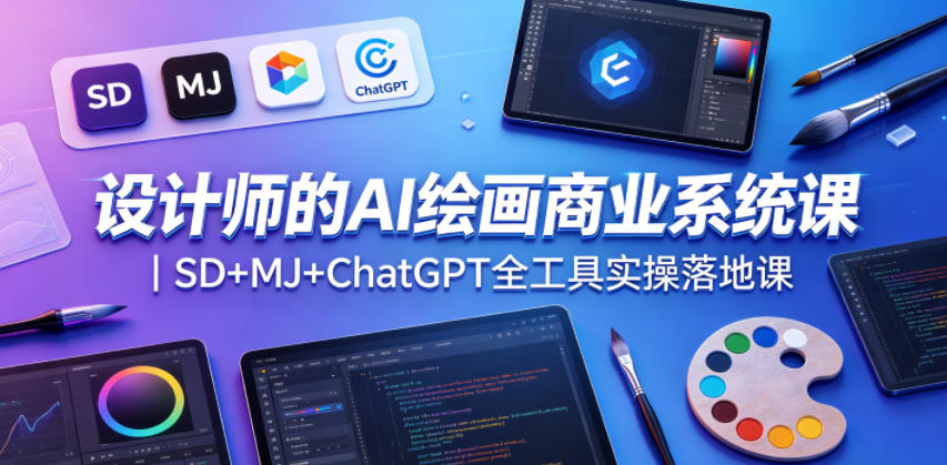 设计师的AI绘画商业系统课｜SD+MJ+ChatGPT全工具实操落地课-副业心选