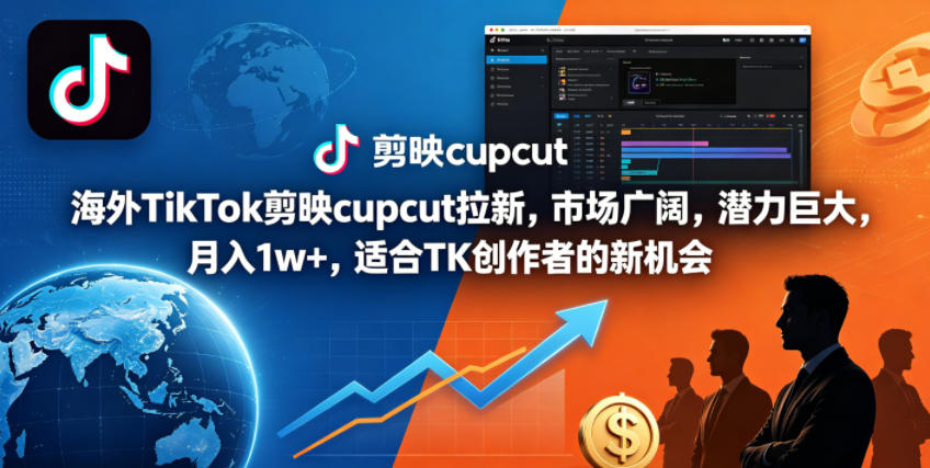 海外TikTok剪映cupcut拉新，市场广阔，潜力巨大，月入1w+，适合TK创作者的新机会 - 副业心选-副业心选