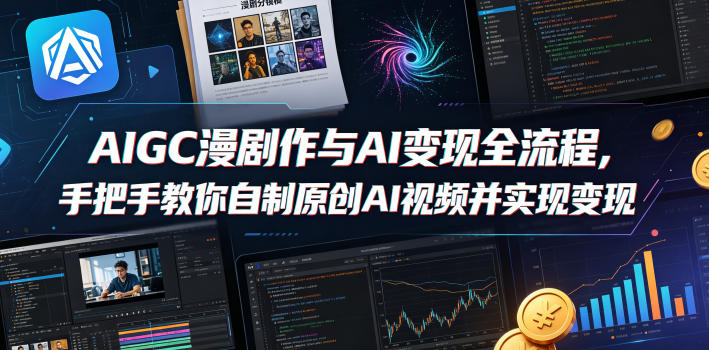 AIGC漫剧创作与AI变现全流程，手把手教你自制原创AI视频并实现变现-副业心选