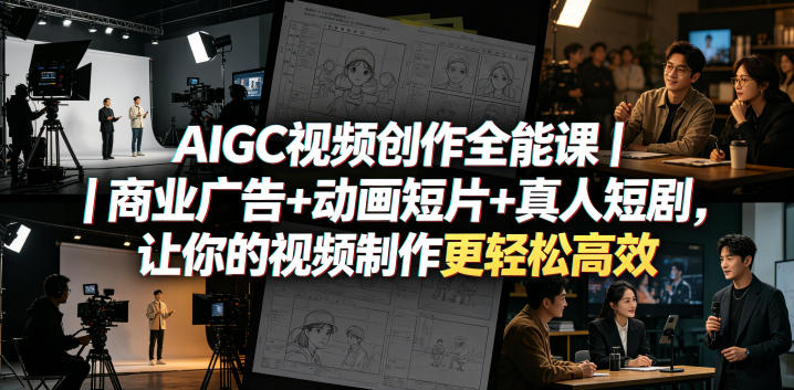 AIGC视频创作全能课｜商业广告+动画短片+真人短剧，让你的视频制作更轻松高效-副业心选