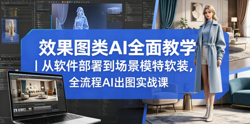 效果图类AI全面教学｜从软件部署到场景模特软装，全流程AI出图实战课-副业心选