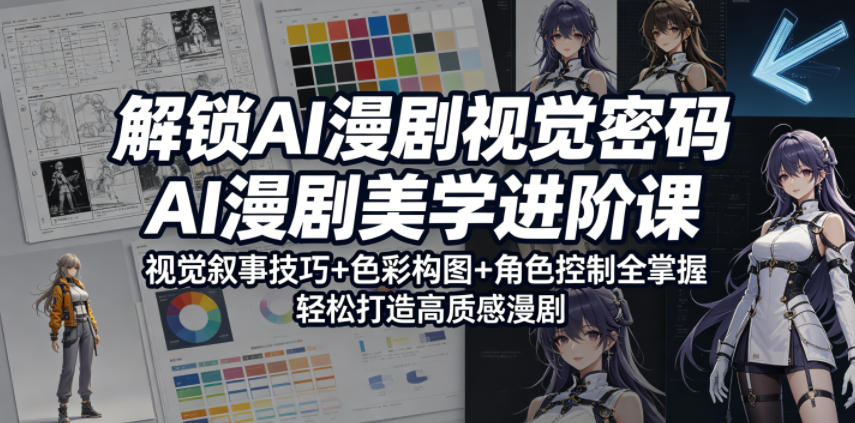 解锁AI漫剧视觉密码，AI漫剧美学进阶课，视觉叙事技巧+色彩构图+角色控制全掌握，轻松打造高质感漫剧-副业心选