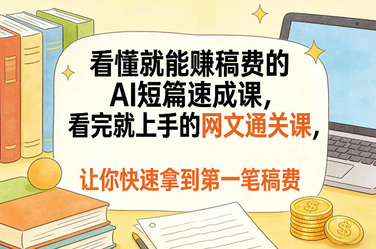 看懂就能賺稿费的AI短篇速成课，看完就上手的网文通关课，让你快速拿到第一笔稿费(更新5月)-副业心选