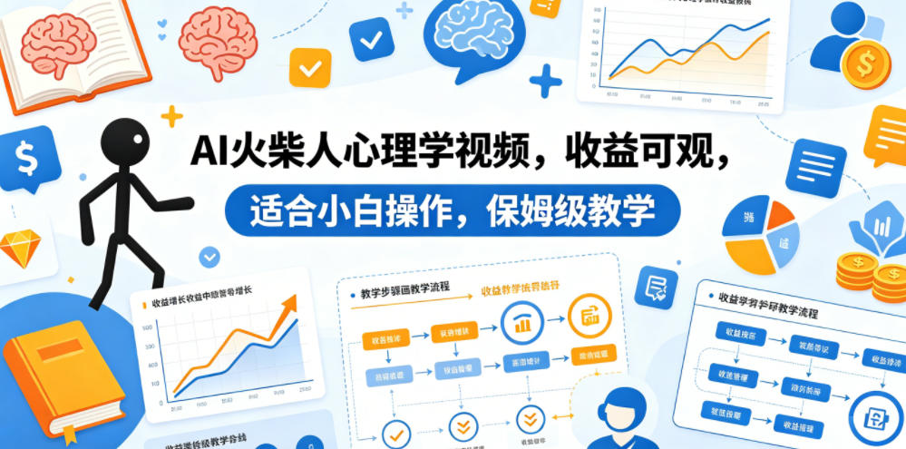 AI火柴人心理学视频，收益可观，适合小白操作，保姆级教学-副业心选