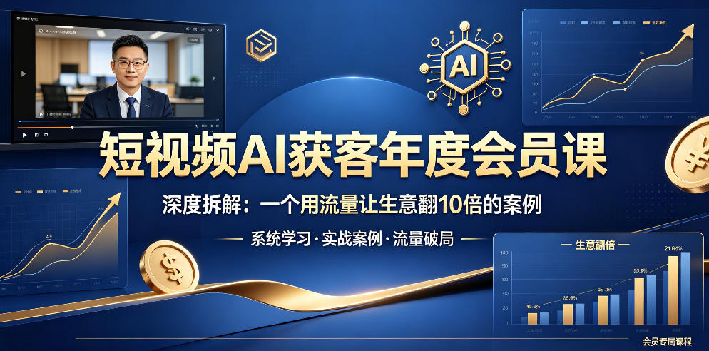 短视频AI获客年度会员课，深度拆解，一个用流量让生意翻10倍的案例-副业心选
