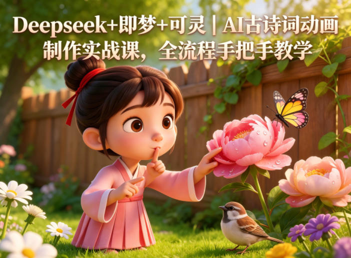 Deepseek+即梦+可灵｜AI古诗词动画制作实战课，全流程手把手教学 - 副业心选-副业心选