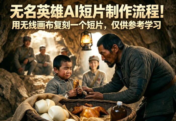 无名英雄AI短片制作流程！用无线画布复刻一个短片，仅供参考学习-副业心选