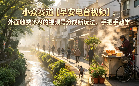小众赛道【早安电台视频】，外面收费399的视频号分成新玩法，手把手教学-副业心选