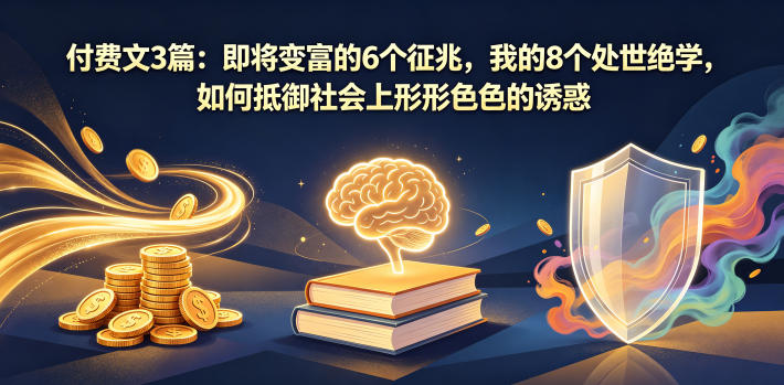 付费文3篇：即将变富的6个征兆，我的8个处世绝学，如何抵御社会上形形色色的诱惑 - 副业心选-副业心选
