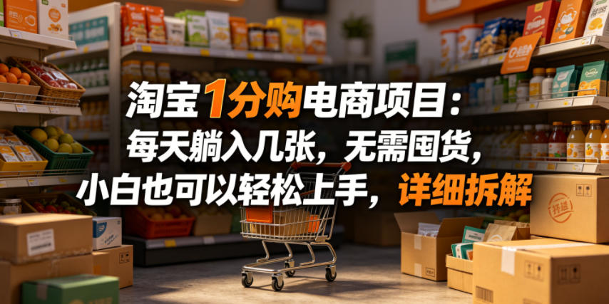 淘宝1分购电商项目：每天躺入几张，无需囤货，小白也可以轻松上手，详细拆解-副业心选