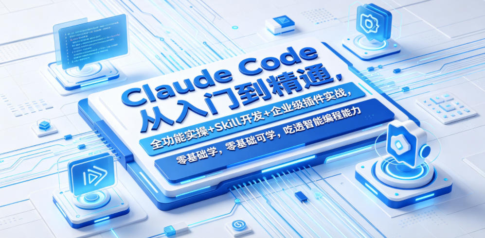 Claude Code从入门到精通，全功能实操+Skill开发+企业级插件实战，零基础可学，吃透智能编程全能力-副业心选