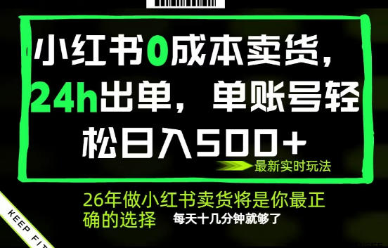 小红书0成本AI卖货，24小时出单，全流程托管，保底日入500+，每天十几分钟就够了【揭秘】-副业心选