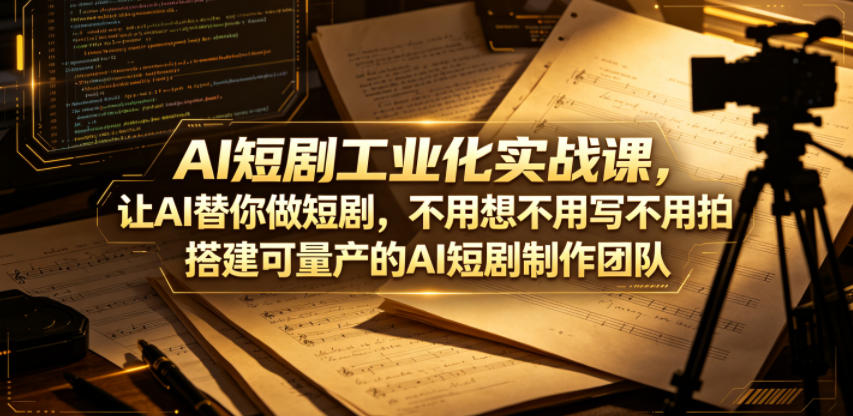 AI短剧工业化实战课，让AI替你做短剧，不用想不用写不用拍，搭建可量产的AI短剧制作团队-副业心选