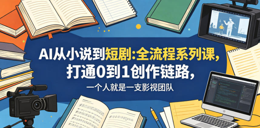 AI从小说到短剧全流程系列课，打通0到1创作链路，一个人就是一支影视团队-副业心选