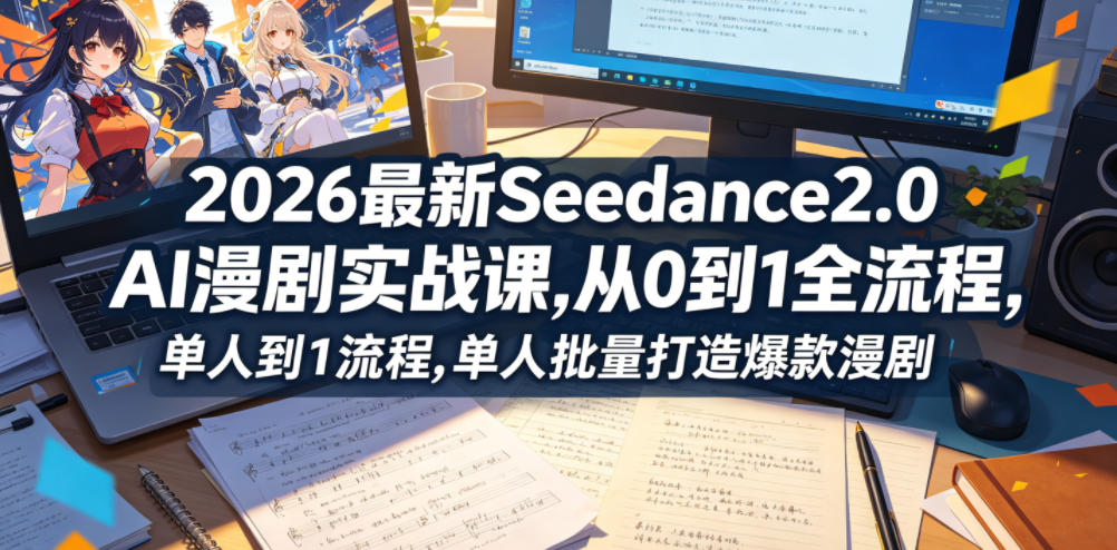 2026最新Seedance2.0 AI漫剧实战课,，从0到1全流程，单人批量打造爆款漫剧-副业心选