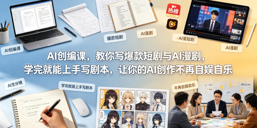 AI创编课，教你写爆款短剧与AI漫剧，学完就能上手写剧本，让你的AI创作不再自娱自乐(更新0521)-副业心选