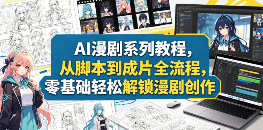 AI漫剧系列教程，从脚本到成片全流程，零基础轻松解锁漫剧创作-副业心选