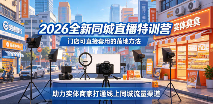 2026全新同城直播特训营，门店可直接套用的落地方法，助力实体商家打通线上同城流量渠道-副业心选