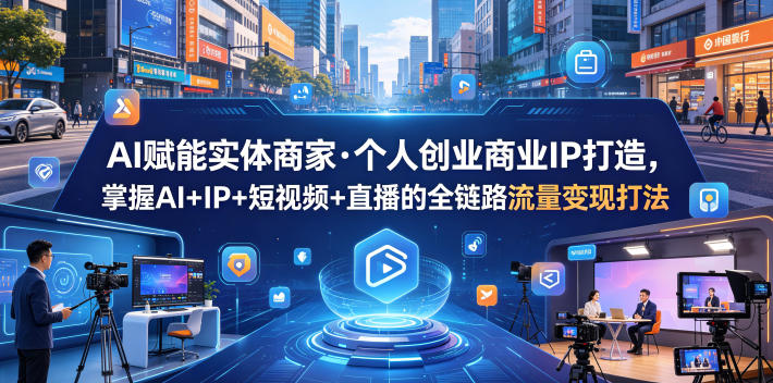 AI赋能实体商家·个人创业商业IP打造，掌握AI+IP+短视频+直播的全链路流量变现打法-副业心选