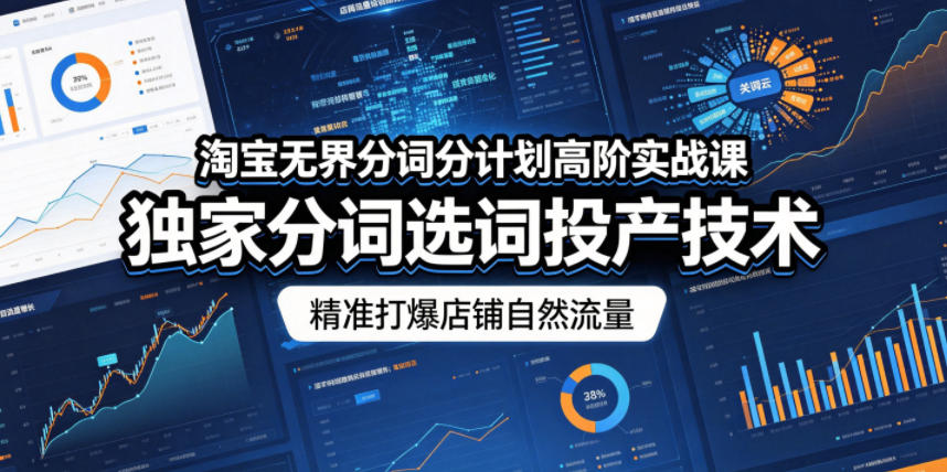 淘宝无界分词分计划高阶实战课，独家分词选词投产技术，精准打爆店铺自然流量-副业心选