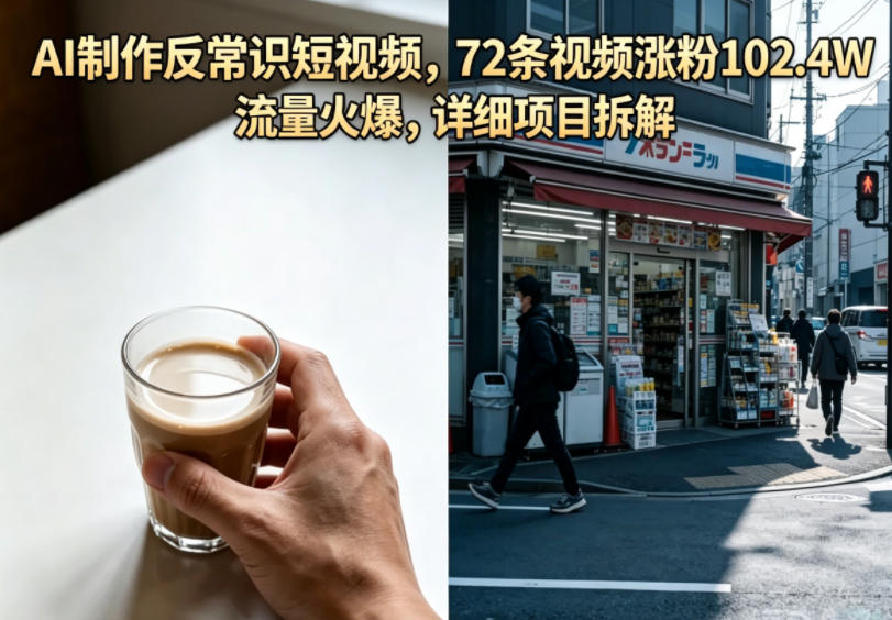 AI制作反常识短视频，72条视频涨粉102.4W，流量火爆，详细项目拆解-副业心选
