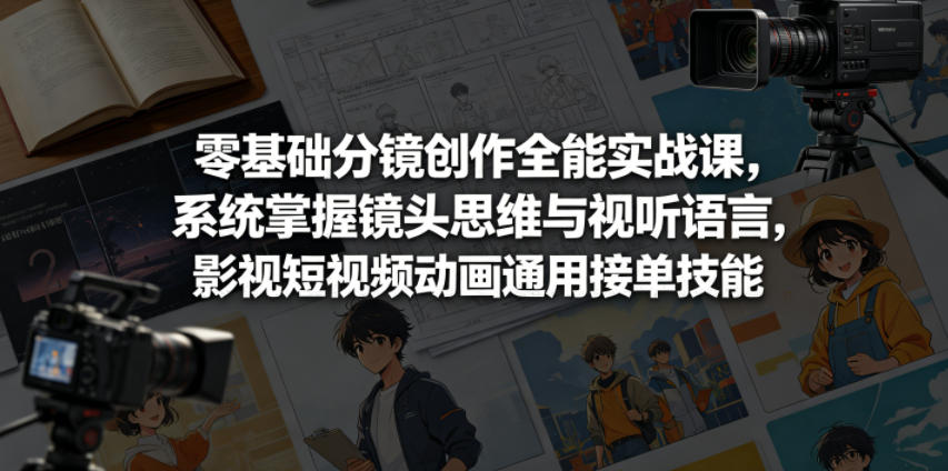 零基础分镜创作全能实战课，系统掌握镜头思维与视听语言，影视短视频动画通用接单技能-副业心选