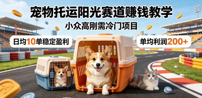 宠物托运阳光赛道賺钱教学，小众高刚需冷门项目，日均10单稳定盈利，单均利润200+-副业心选
