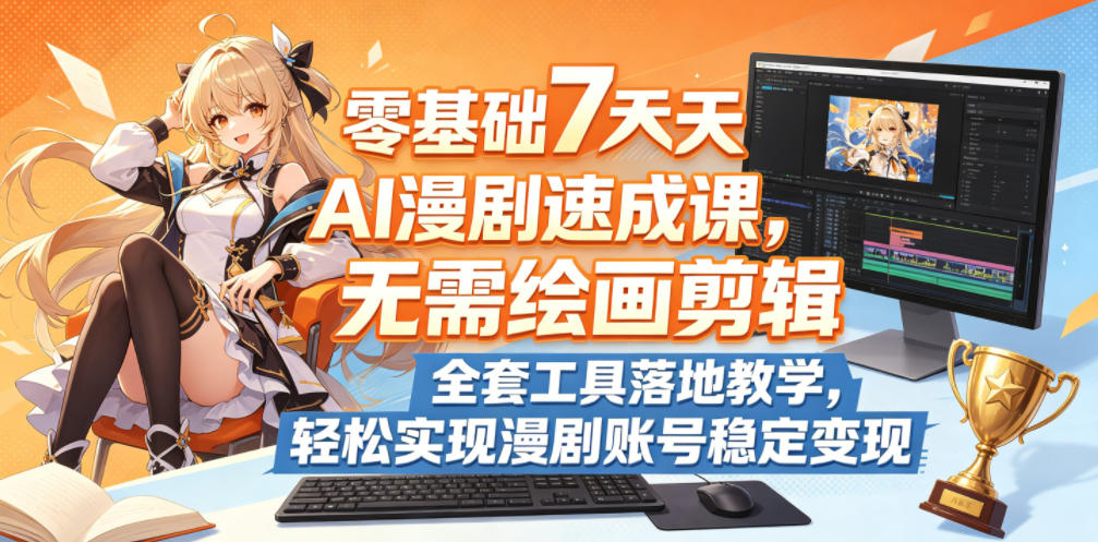 零基础7天AI漫剧速成课，无需绘画剪辑，全套工具落地教学，轻松实现漫剧账号稳定变现-副业心选