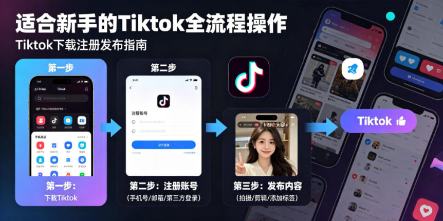 Tiktok下载注册发布，适合新手的Tiktok全流程操作-副业心选