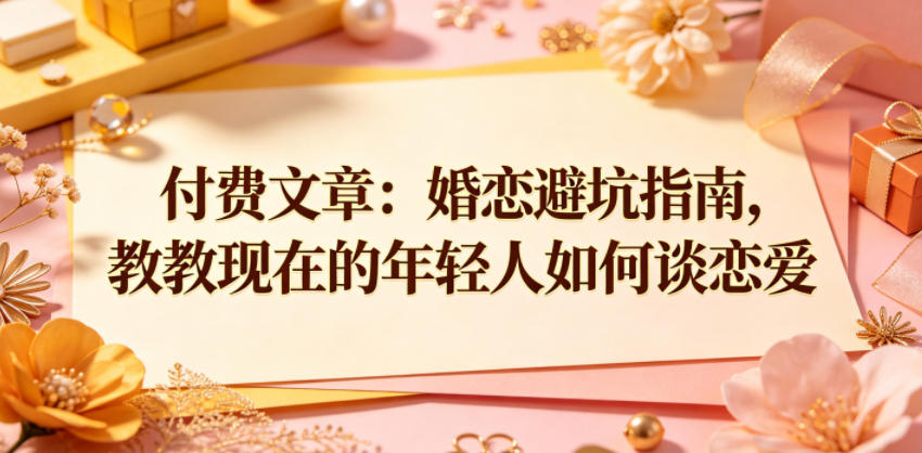 付费文章：婚恋避坑指南，教教现在的年轻人如何谈恋爱 - 副业心选-副业心选