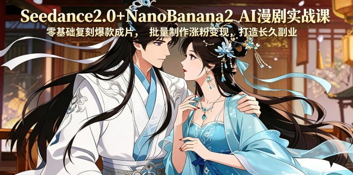 Seedance2.0+NanoBanana2 AI漫剧实战课，零基础复刻爆款成片涨粉变现，打造长久副业收益-副业心选