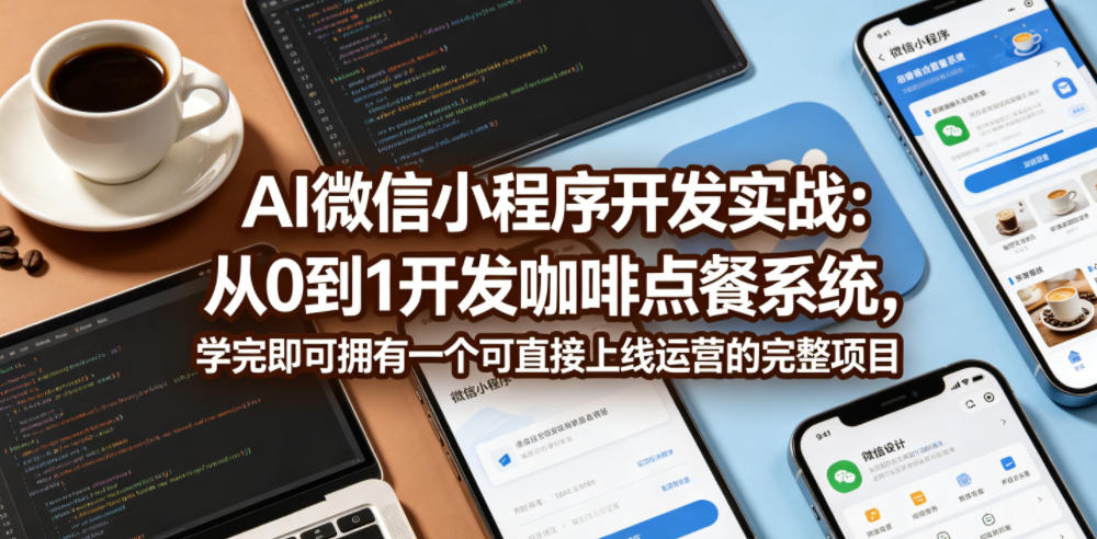 AI微信小程序开发实战：从0到1开发咖啡点餐系统，学完即可拥有一个可直接上线运营的完整项目 - 副业心选-副业心选