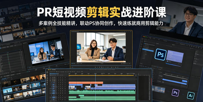 PR短视频剪辑实战进阶课，多案例全技能精讲，联动PS协同创作，快速练就商用剪辑能力 - 副业心选-副业心选