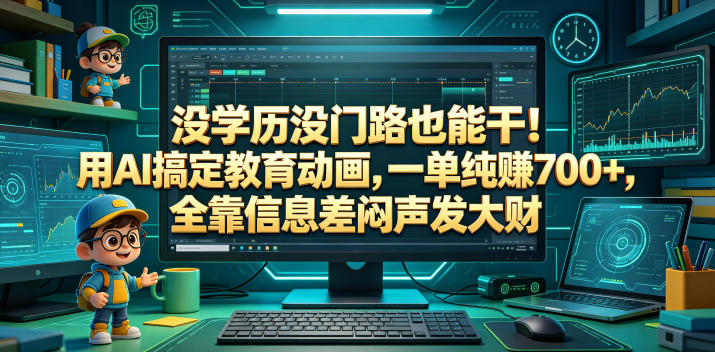 没学历没门路也能干！用AI搞定教育动画，一单纯賺700+，全靠信息差闷声发大财【揭秘】 - 副业心选-副业心选
