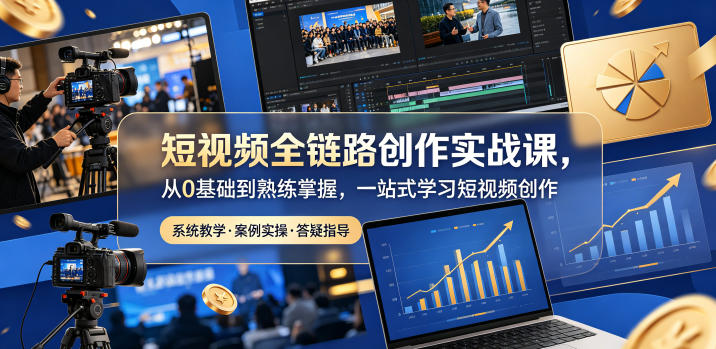 短视频全链路创作实战课，从0基础到熟练掌握，一站式学习短视频创作-副业心选
