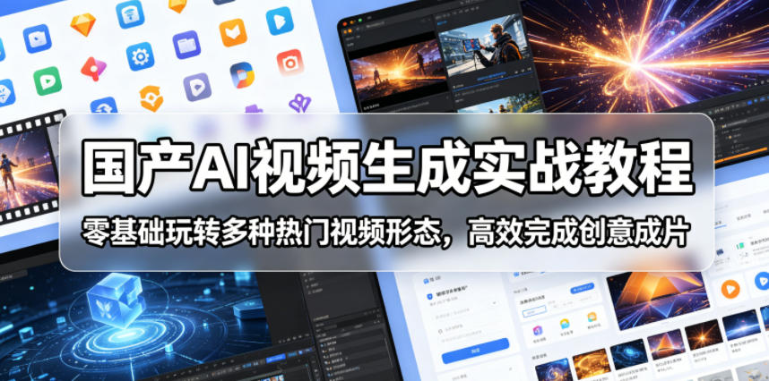 国产AI视频生成实战教程，零基础玩转多种热门视频形态，高效完成创意成片-副业心选