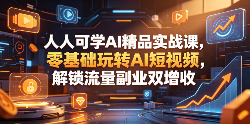 人人可学AI精品实战课，零基础玩转AI短视频，解锁流量副业双增收-副业心选
