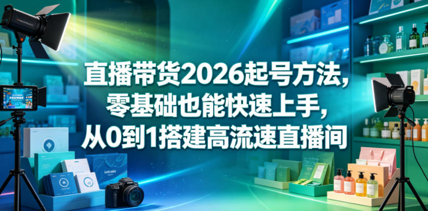 直播带货2026起号方法，零基础也能快速上手，从0到1搭建高流速直播间-副业心选