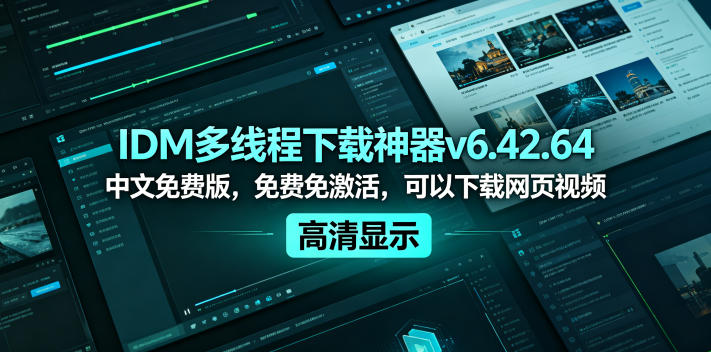 IDM多线程下载神器v6.42.64中文免费版，免费免激活，可以下载网页视频(例如飞书文档内的视频)-副业心选
