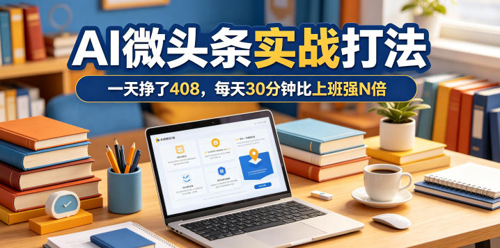 一天挣了408，AI微头条实战打法，每天30分钟比上班强N倍-副业心选